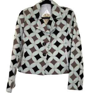 Johnny Was Biya Embroidered Blazer Blue Jacket